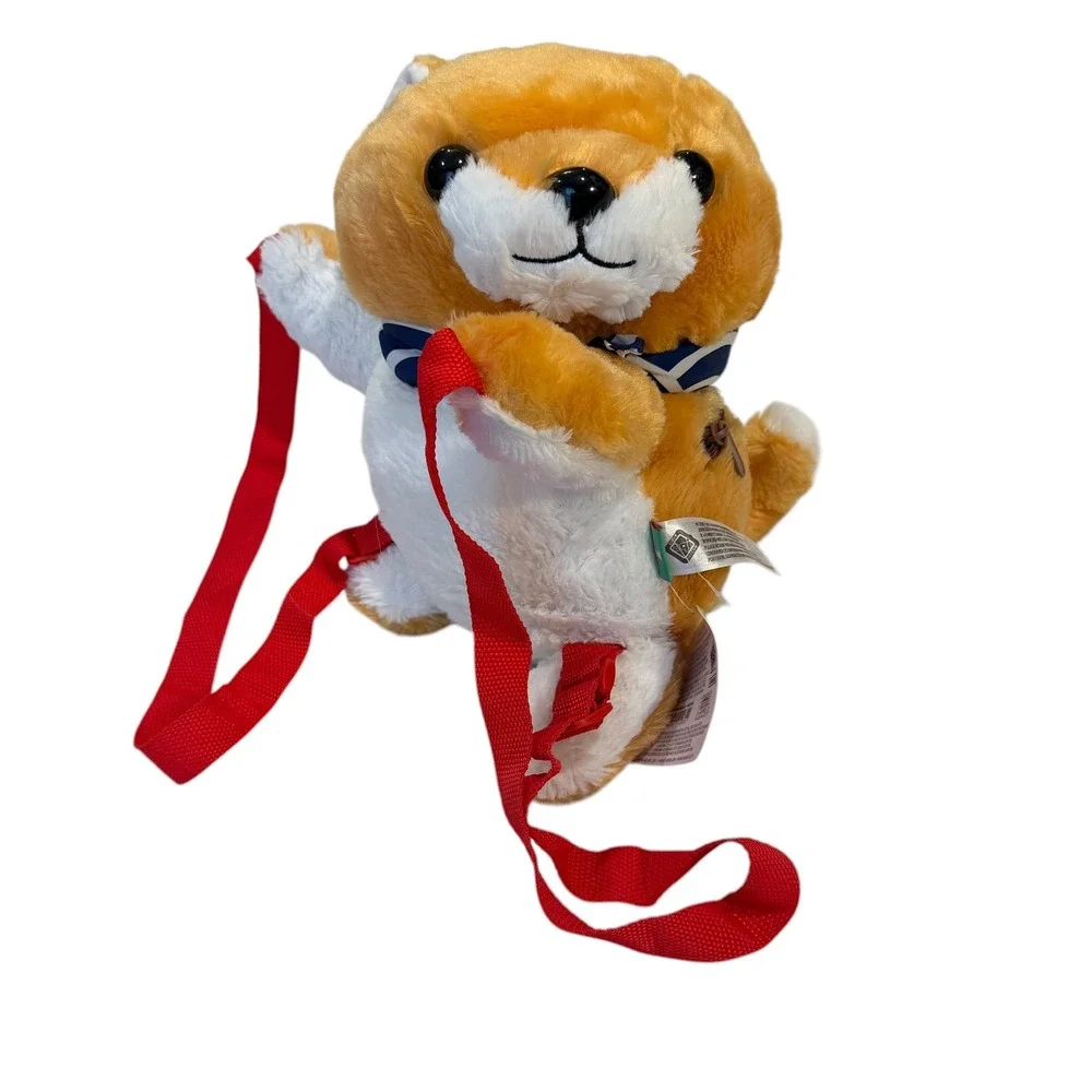 Amuse Mameshiba San Kyodai Shiba Inu Plush Backpack Tan Red Straps Kawaii Dog